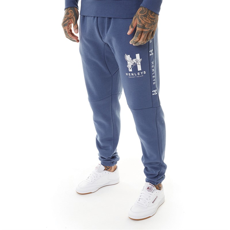 Henleys Mens Tapehen Joggers Deep Blue