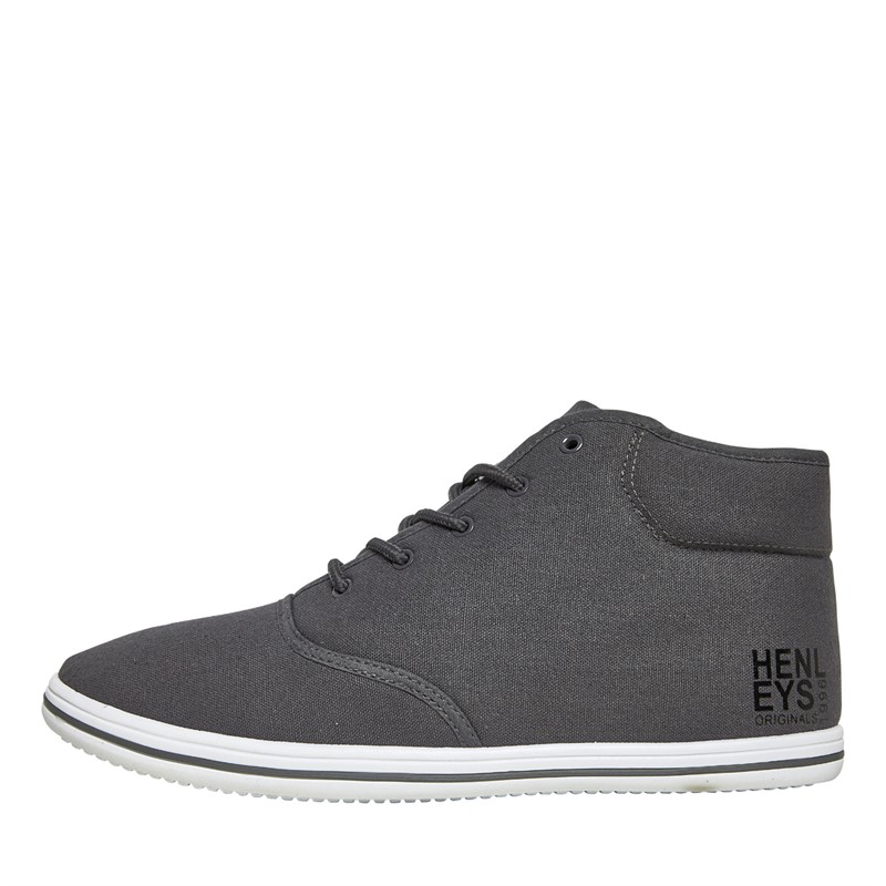 Henleys Mens Bevan High Canvas Pumps Charcoal Grey