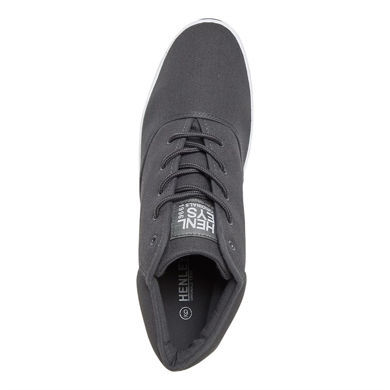 Henleys Mens Bevan High Canvas Pumps Charcoal Grey