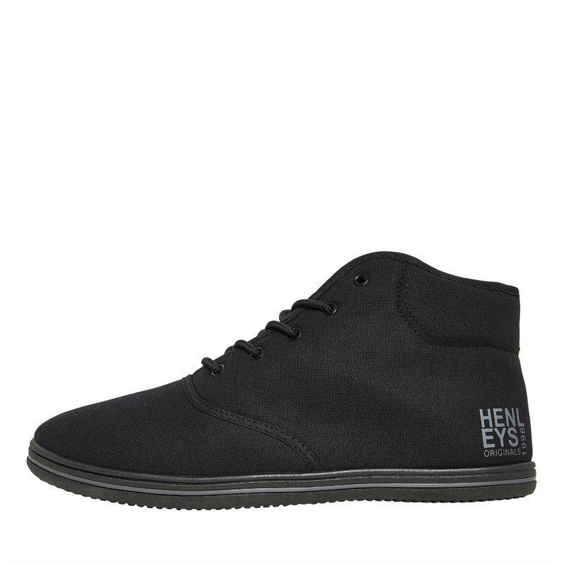 Henleys Mens Bevan High Canvas Pumps Black Mono