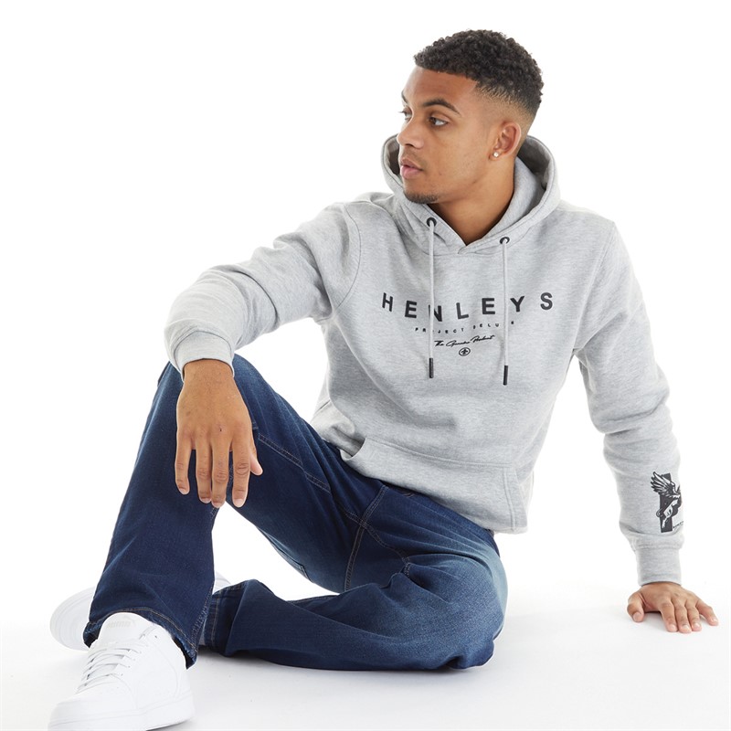 Henleys Mens Hentyme Hoodie Grey Marl