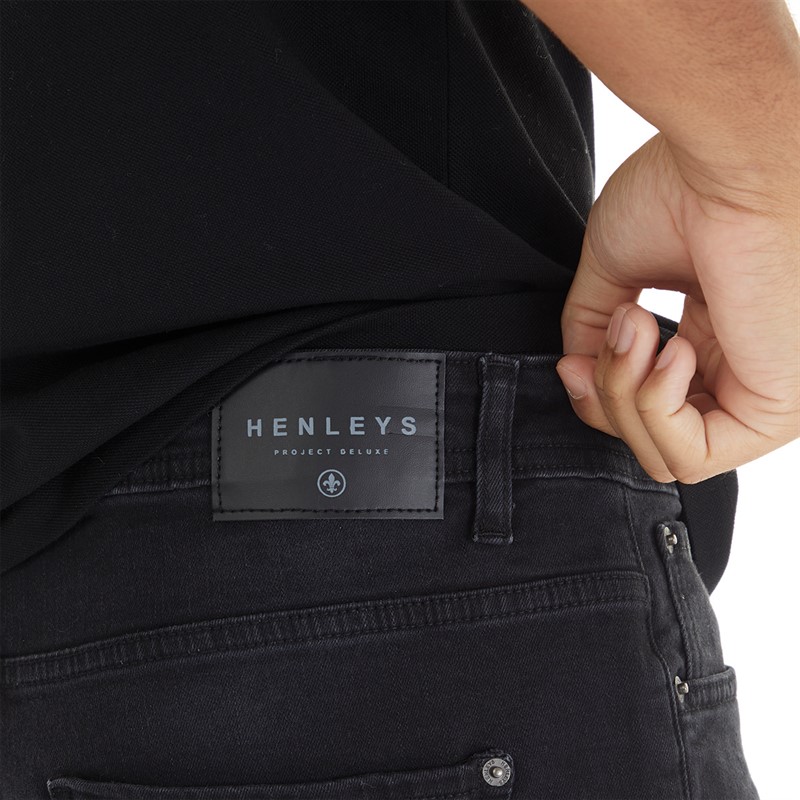 Henleys Mens Breeze Straight Fit Jeans Washed Black