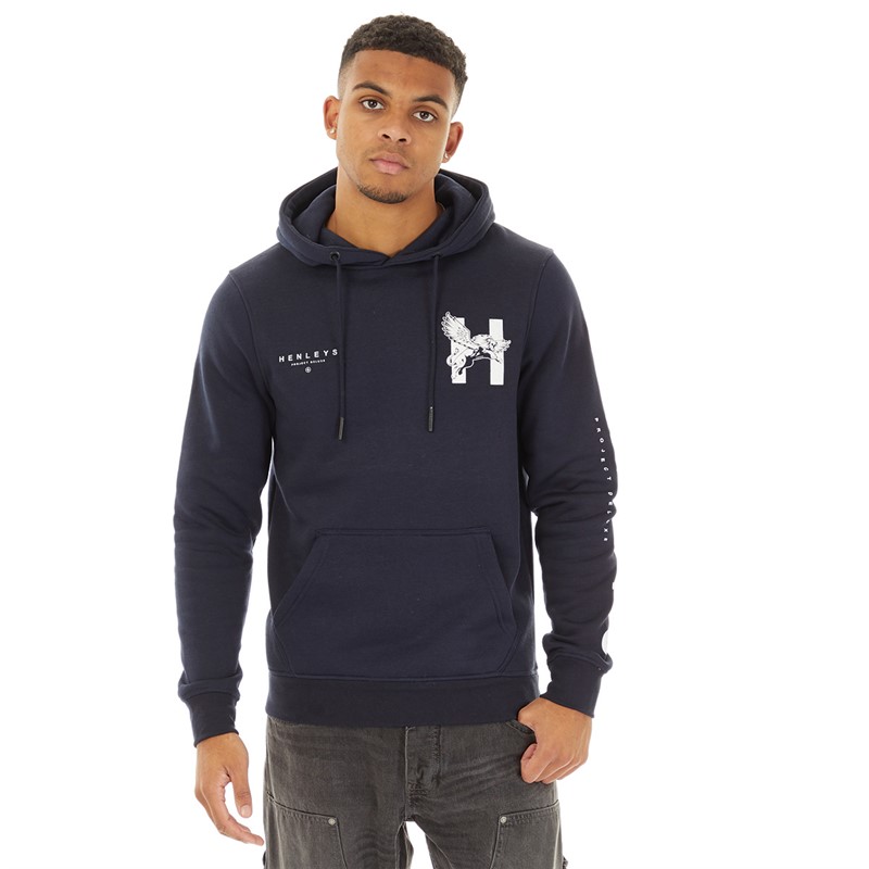 Henleys Mens Kilhen Hoodie Navy