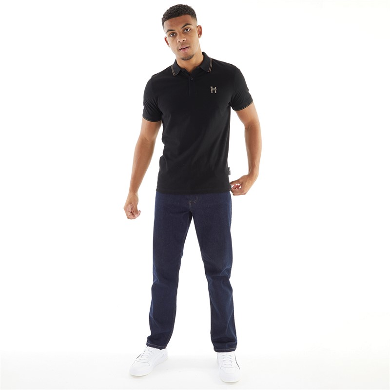 Henleys Mens Henflare Polo Black