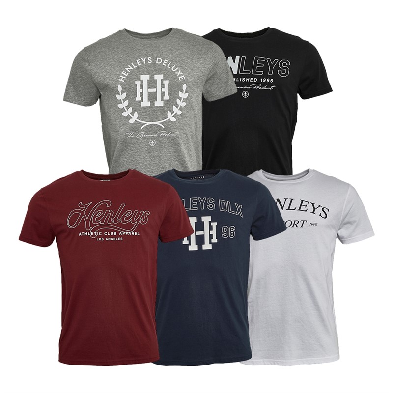 Henleys Mens Henley Varick Five Pack T-Shirts Multi