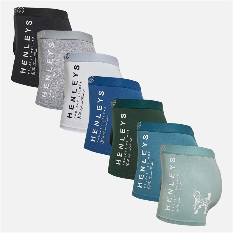 Henleys Mens Mactyme Seven Pack Henleys Boxers Multi
