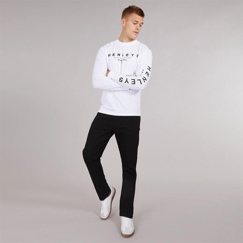 Henleys Mens Melvern Long Sleeve Top White