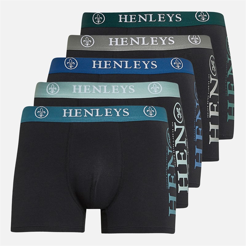 Henleys Mens Kelpar Five Pack Boxers Black Multi