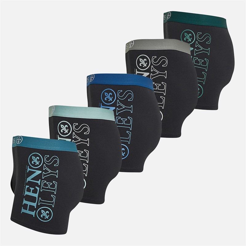Henleys Mens Kelpar Five Pack Boxers Black Multi