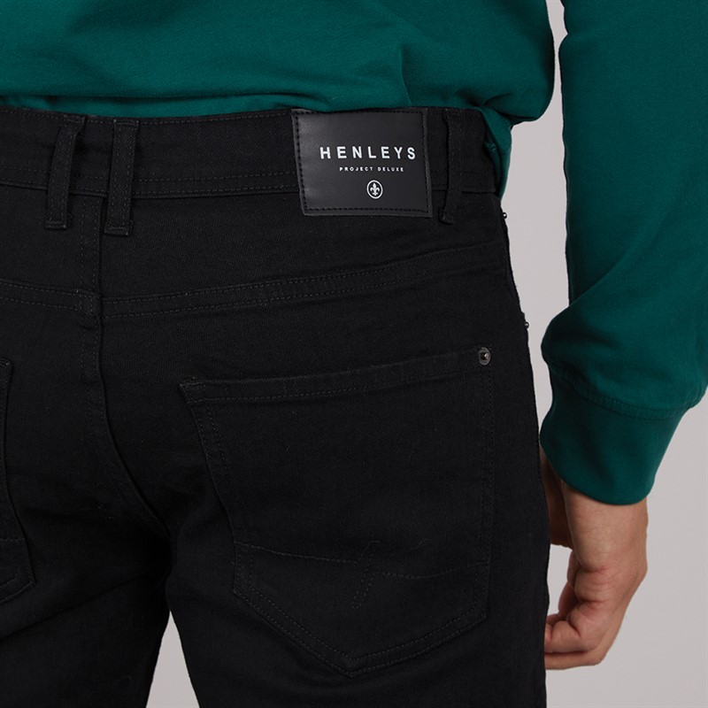 Henleys Mens Mayhen Slim Jeans Black