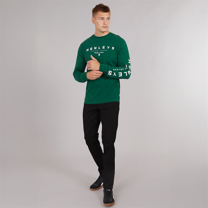 Henleys Mens Melvern Long Sleeve Top Green