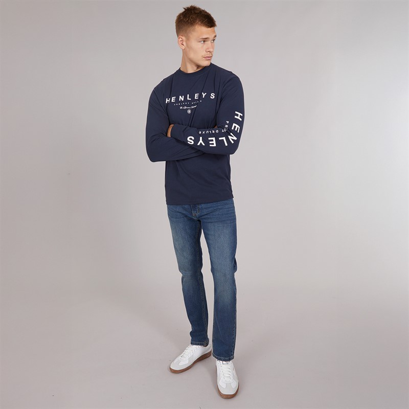 Henleys Mens Melvern Long Sleeve Top Navy
