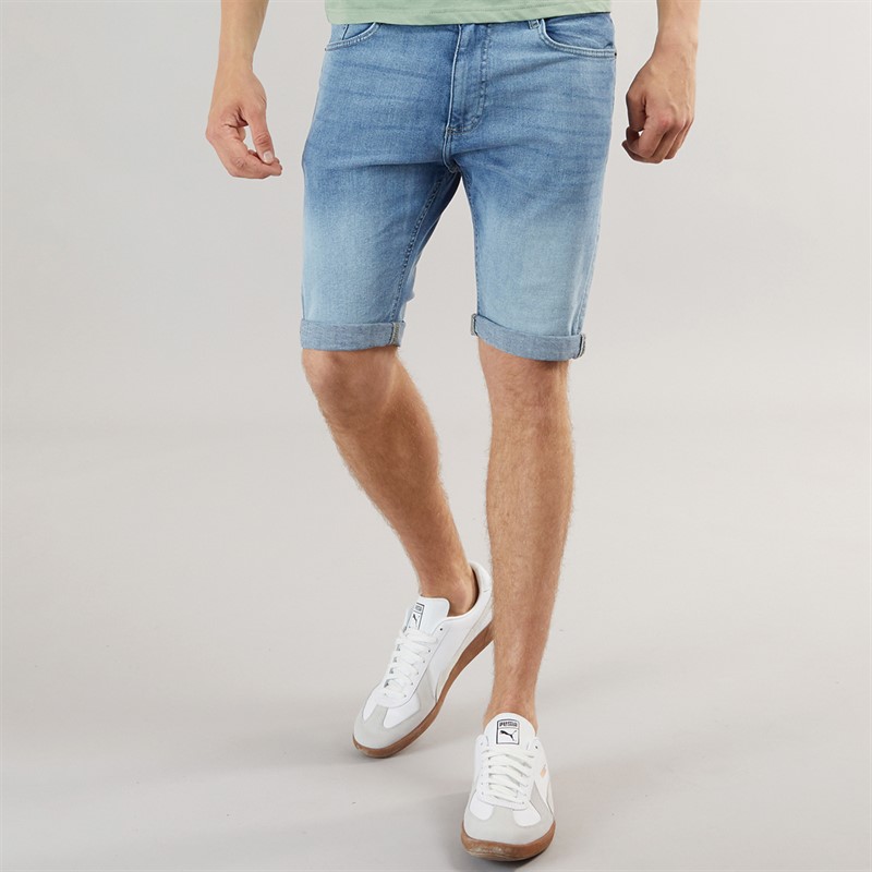 Henleys Mens Flex Denim Shorts Light Wash