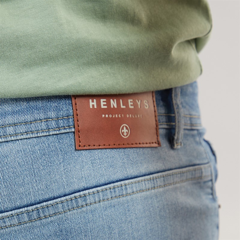 Henleys Mens Flex Denim Shorts Light Wash
