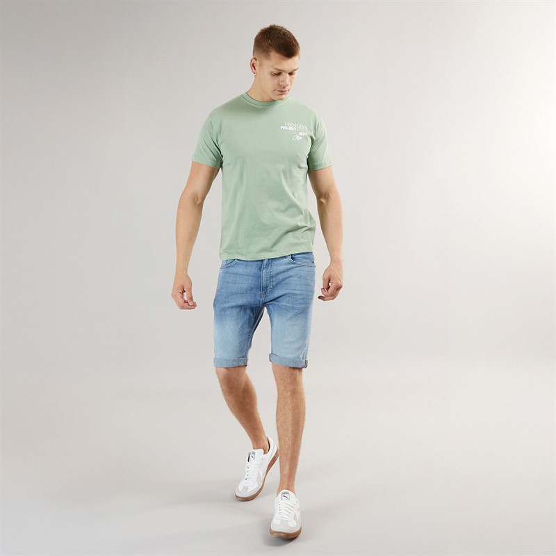 Henleys Mens Flex Denim Shorts Light Wash