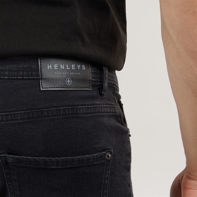 Henleys Mens Flex Denim Shorts Washed Black