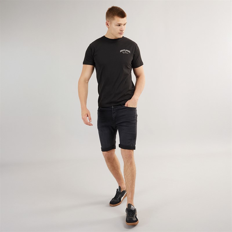 Henleys Mens Flex Denim Shorts Washed Black