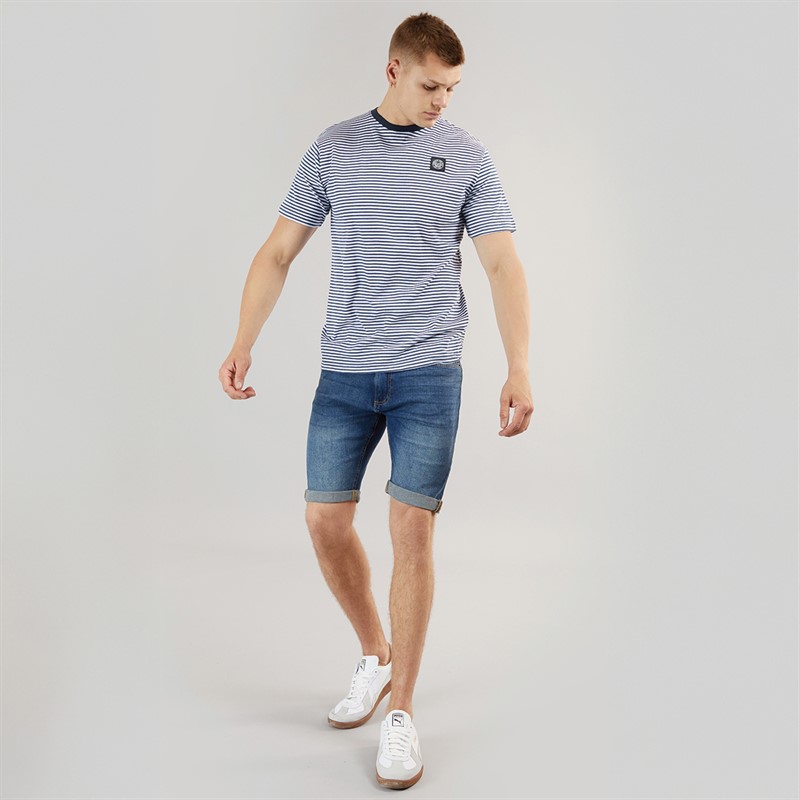 Henleys Mens Flex Denim Shorts Stone Wash