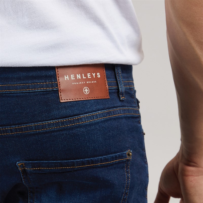 Henleys Mens Flex Denim Shorts Dark Wash