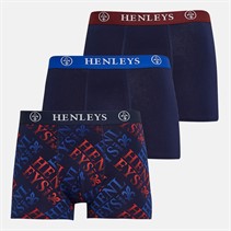Henleys Herre Rutlers Tre Pak Boksershorts Peacoat Multi