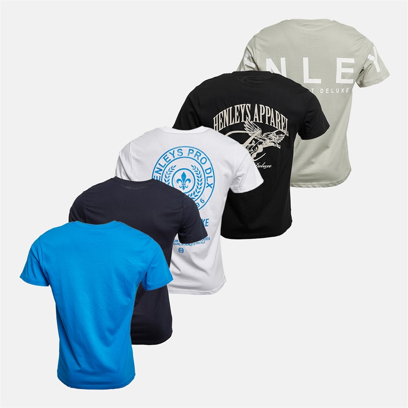 Henleys Heren Multhen Set van 5 T-shirts Assortiment
