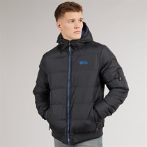 Henleys Mens Thinker Puffer Bomber Jacket Black