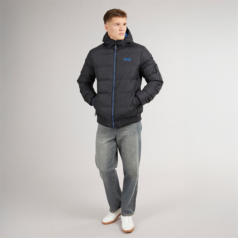 Henleys Mens Thinker Puffer Bomber Jacket Black