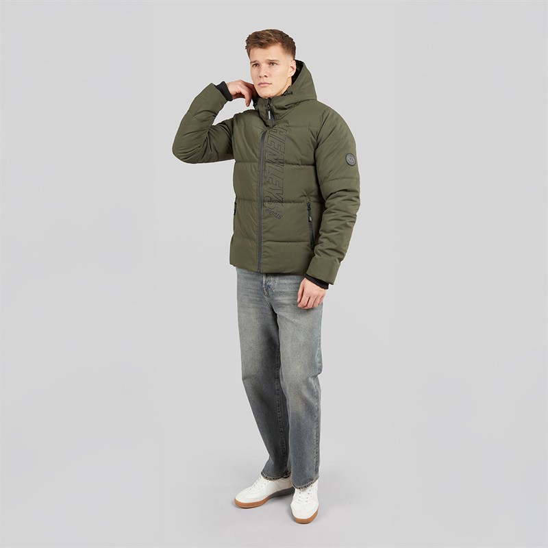 Henleys Mens System Ski Puffer Jacket Khaki
