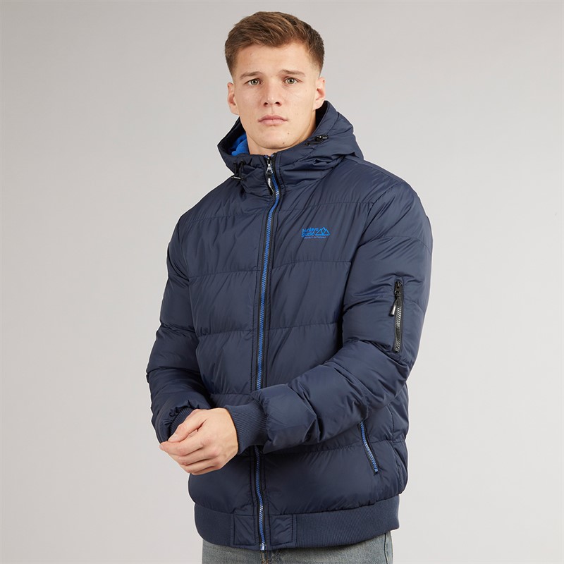 Henleys Mens Thinker Puffer Bomber Jacket Navy
