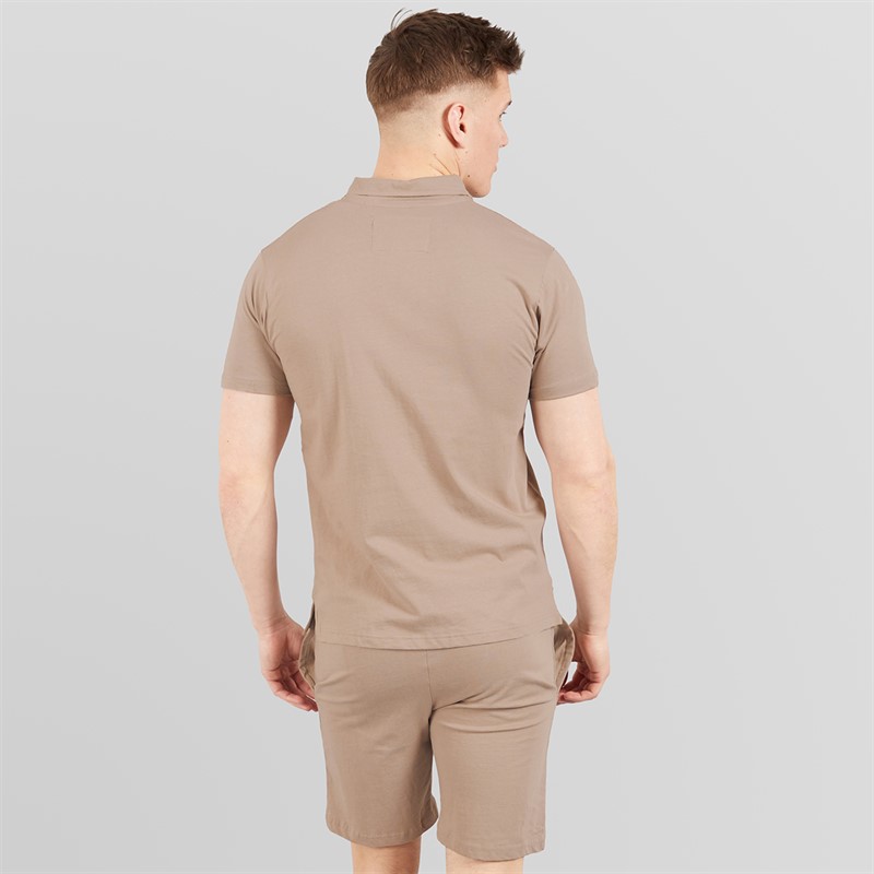 Henleys Mens Henychill Polo Shirt And Shorts Set Taupe