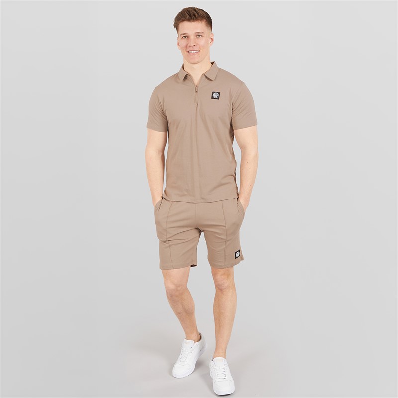 Henleys Mens Henychill Polo Shirt And Shorts Set Taupe