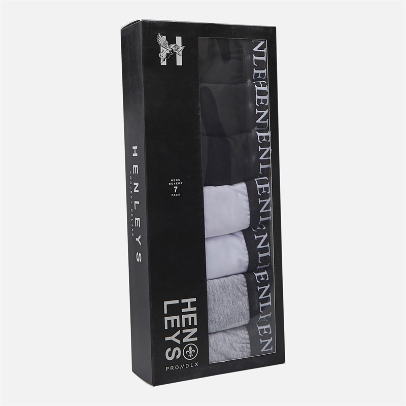 Henleys Mens Century Seven Pack Boxer Shorts Assorted