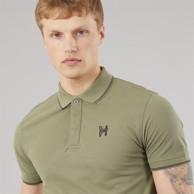 Henleys Mens Moorehen Polo Shirt Khaki