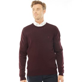 French Connection Męskie Cash Sweter Głęboki Czerwony
