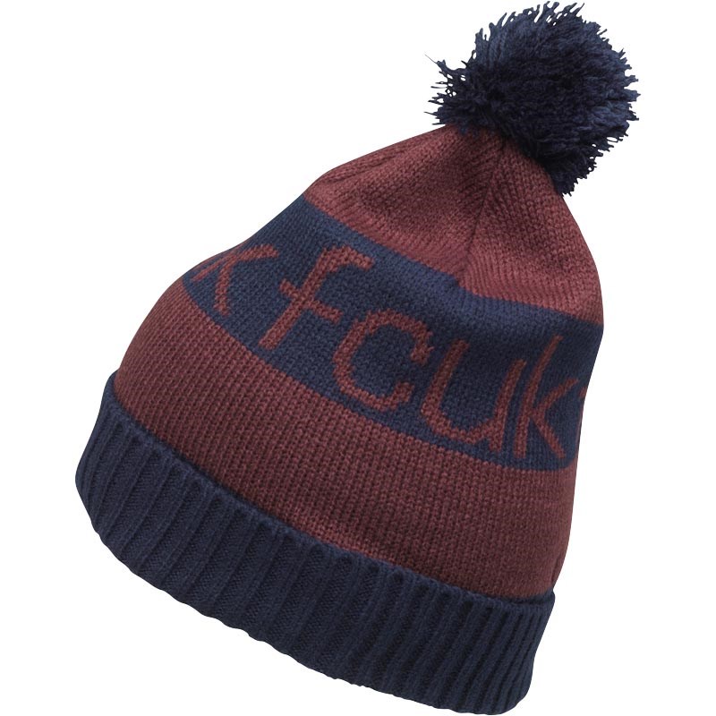 mens burgundy bobble hat
