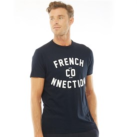 French Connection Tee-Shirt French Co-nnection Homme Bleu Foncé/Blanc