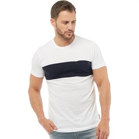 French Connection Tee-Shirt Singulier Poche Homme Blanc/Bleu Marine
