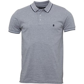 French Connection Polo Tipped Homme Gris Clair Chiné/Bleu Marine/Blanc