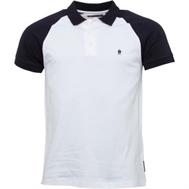 French Connection Polo Raglan Homme Blanc/Bleu Marine