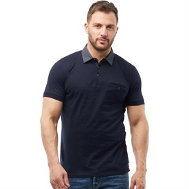 French Connection Polo Tisser Col Homme Bleu Marine/Blanc