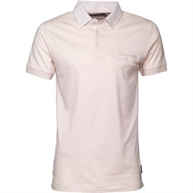 French Connection Polo Tisser Col Homme Rose Clair/Blanc