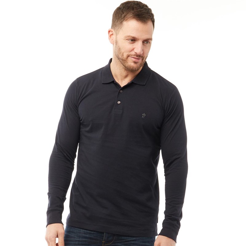 Buy French Connection Mens Jersey Long Sleeve Polo Marine