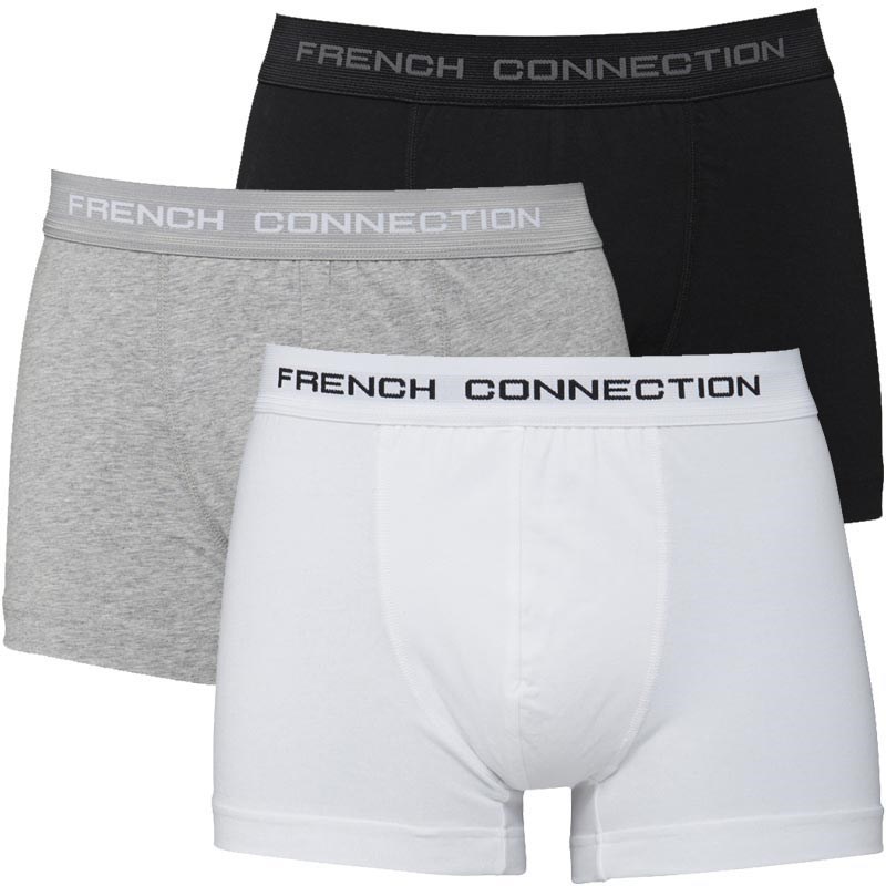 Buy French Connection Mens Three Pack Boxers Grey/White/Black