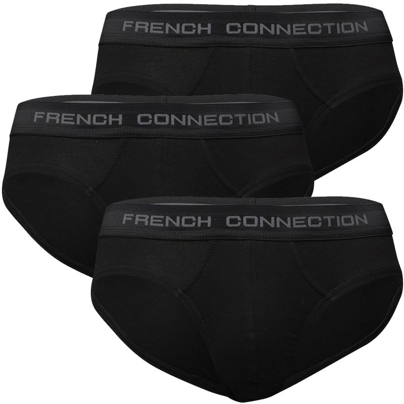 Buy French Connection Mens Three Pack Briefs Black/Black/Black