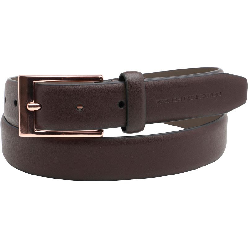 Buy French Connection Mens Chrome Buckle Belt Brown