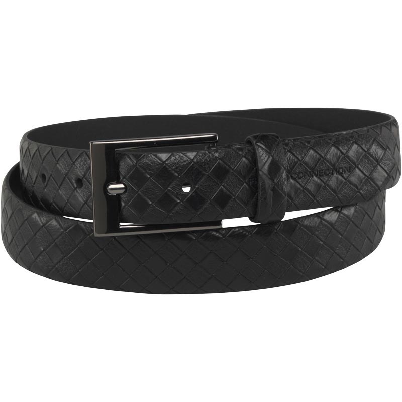 Buy French Connection Mens Diamond Embossed Belt Black