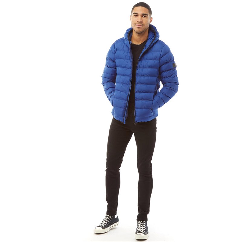 French Connection Mens Row 2 Hooded Jacket Mazarine Blue