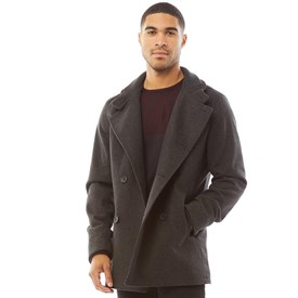 French connection mens double breasted funnel wool jacket marine discount