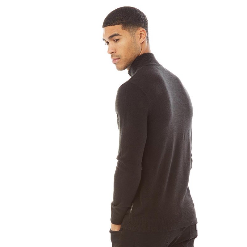 French Connection Mens Cash 1/2 Zip Jumper Black