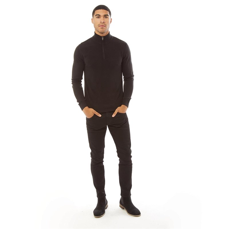 French Connection Mens Cash 1/2 Zip Jumper Black